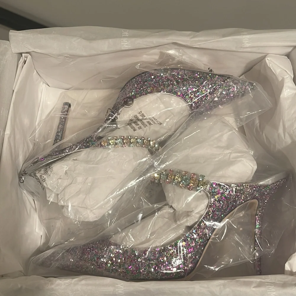 Jimmy Choo Bing 100 Sparkly Mules Size 41 - Picture 15 of 17